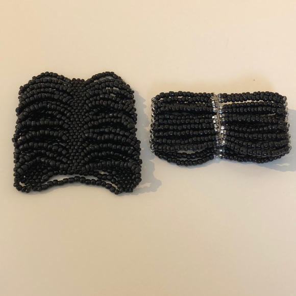 Jewelry - Black beaded bracelets/cuff